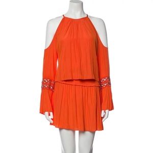 Ramy Brook Libby Cold Shoulder Orange Grommet Dress